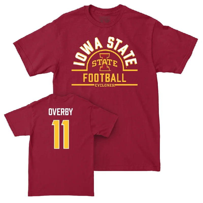 Personalized Football Jerseys With Team Logos & Names-Iowa State Football Crimson Arch Tee  - Dominic Overby