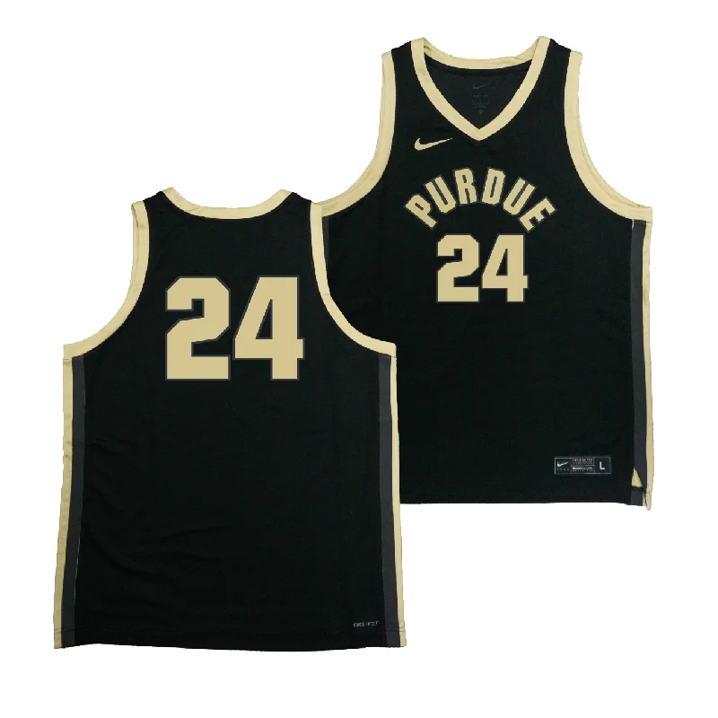 Basketball Jerseys For Team Building Events-Nike Purdue Boilermakers Black NIL Game Replica Basketball Jersey - Gicarri Harris