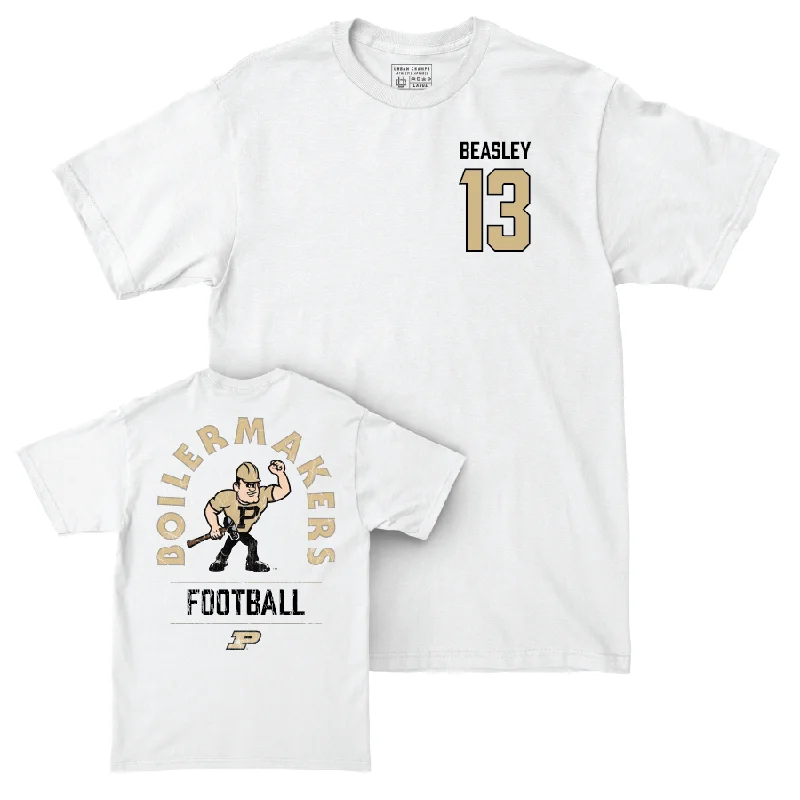 Football Jerseys With Custom Embroidery-Football White Mascot Comfort Colors Tee   - Koy Beasley