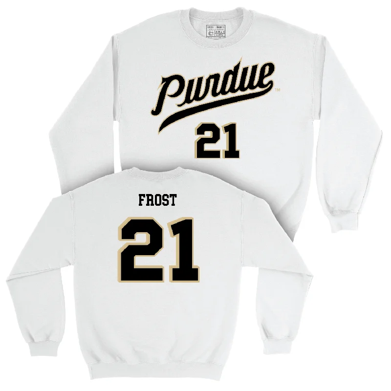 Team Basketball Jerseys With Logos & Text-Men's Basketball White Shirsey Crew - Matt Frost | #21