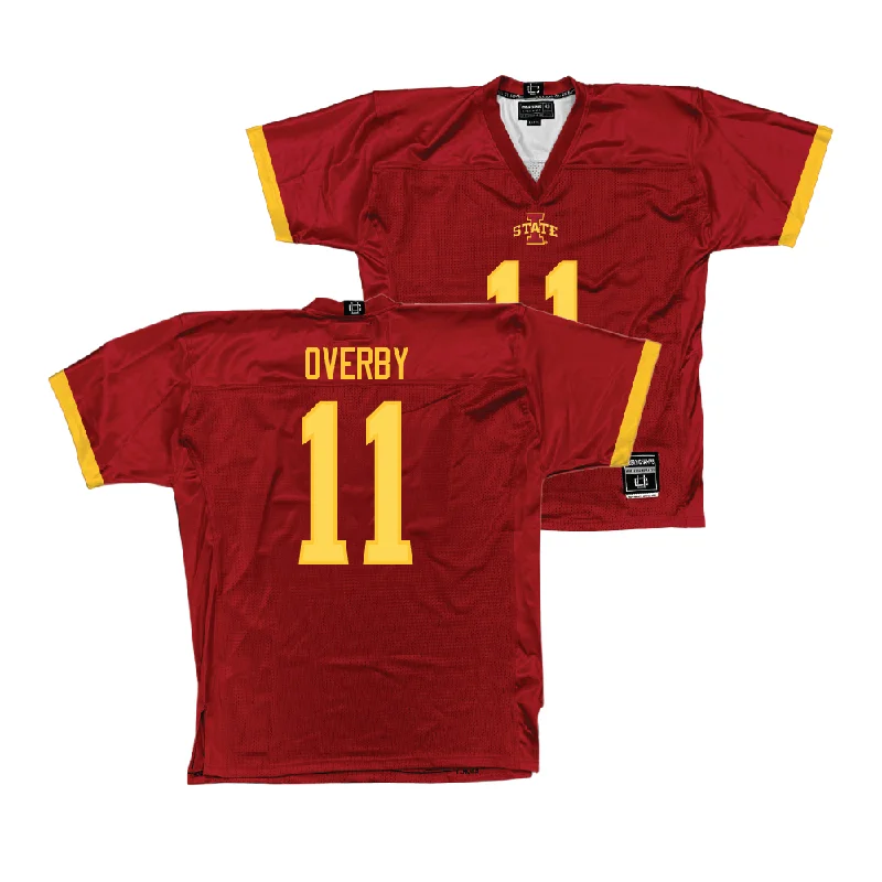 Personalized Football Jerseys With Player Photos-Iowa State Football Crimson Jersey  - Dominic Overby