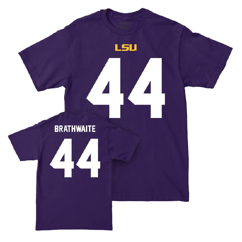 Personalized Football Jerseys With Team Logos & Names-LSU Football Purple Shirsey Tee - Christian Brathwaite | #44