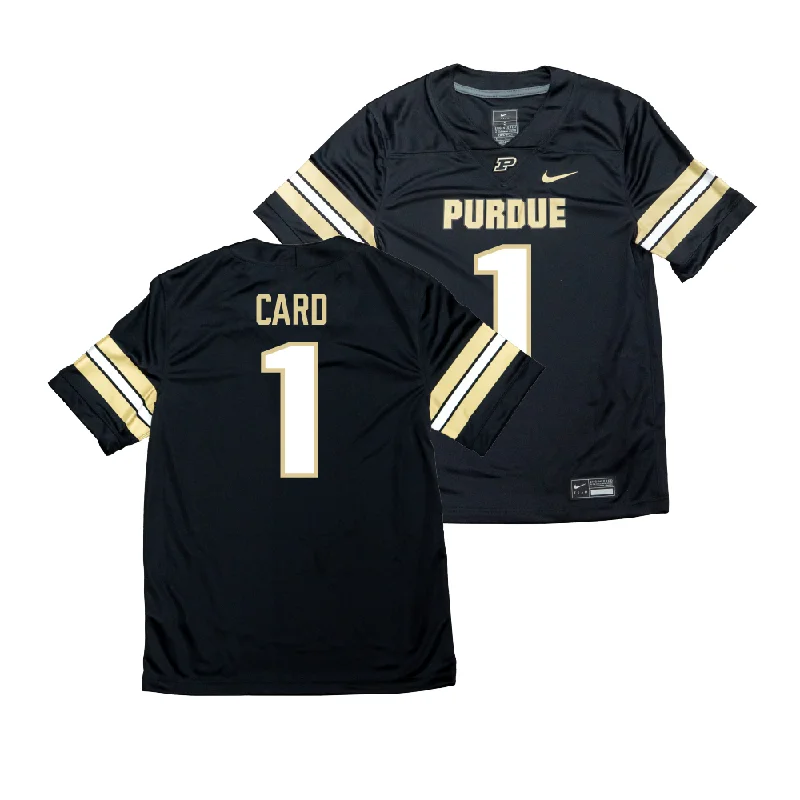 Personalized Football Jerseys With Player Information-Nike Purdue Boilermakers Black NIL Game Replica Football Jersey - Hudson Card | #1