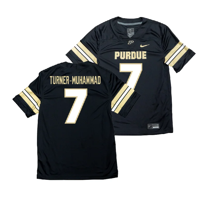 Custom Football Jerseys For Youth Leagues-Nike Purdue Boilermakers Black NIL Game Replica Football Jersey  - Salim Turner-Muhammad