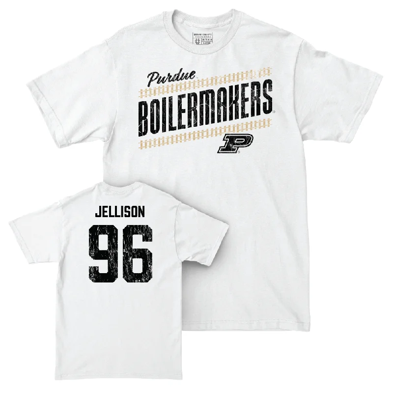 Football Jerseys With Team Logos-Football White Slant Comfort Colors Tee   - Logan Jellison