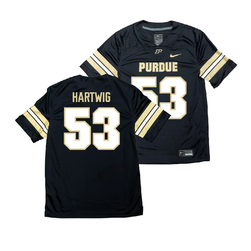 Custom Football Jerseys With Inspirational Designs-Nike Purdue Boilermakers Black NIL Game Replica Football Jersey - Gus Hartwig | #53