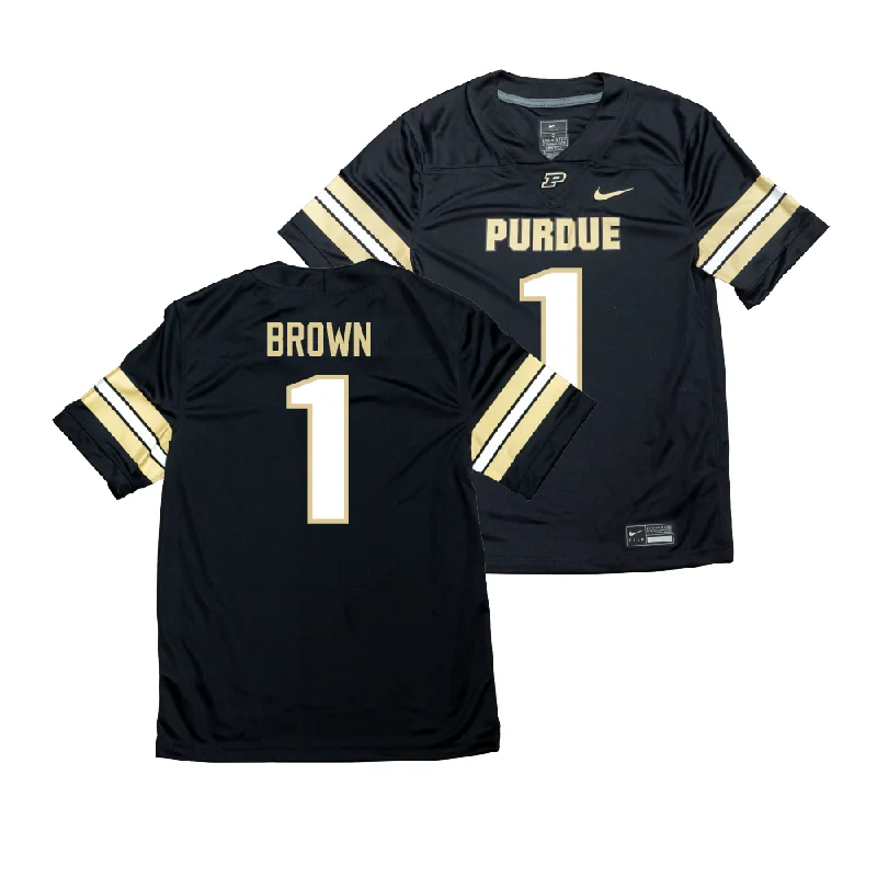 Personalized Football Jerseys For Birthdays-Nike Purdue Boilermakers Black NIL Game Replica Football Jersey - Markevious Brown | #1