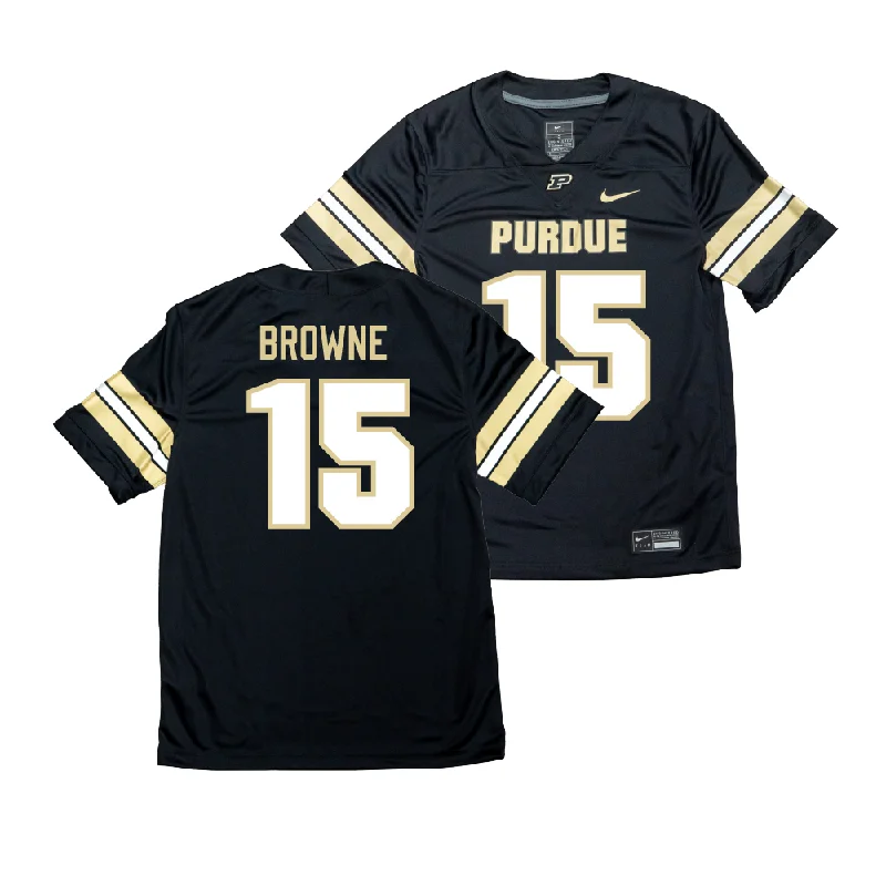 Custom Football Jerseys For Professional Teams-Nike Purdue Boilermakers Black NIL Game Replica Football Jersey - Ryan Browne | #15