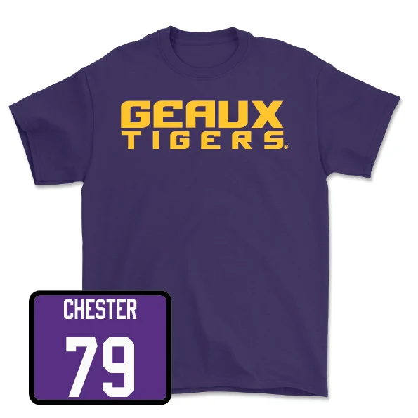 Custom Football Jerseys For Special Events-Football Purple Geaux Tee - DJ Chester