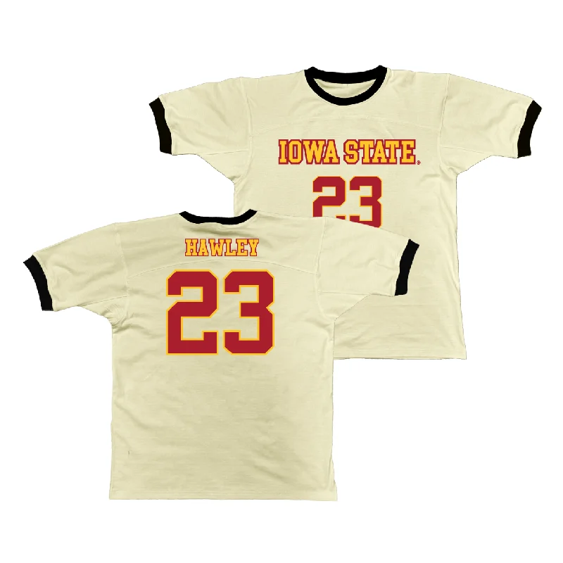 Custom Basketball Jerseys For Tournaments-Iowa State Retro Ringer Tee - Conrad Hawley