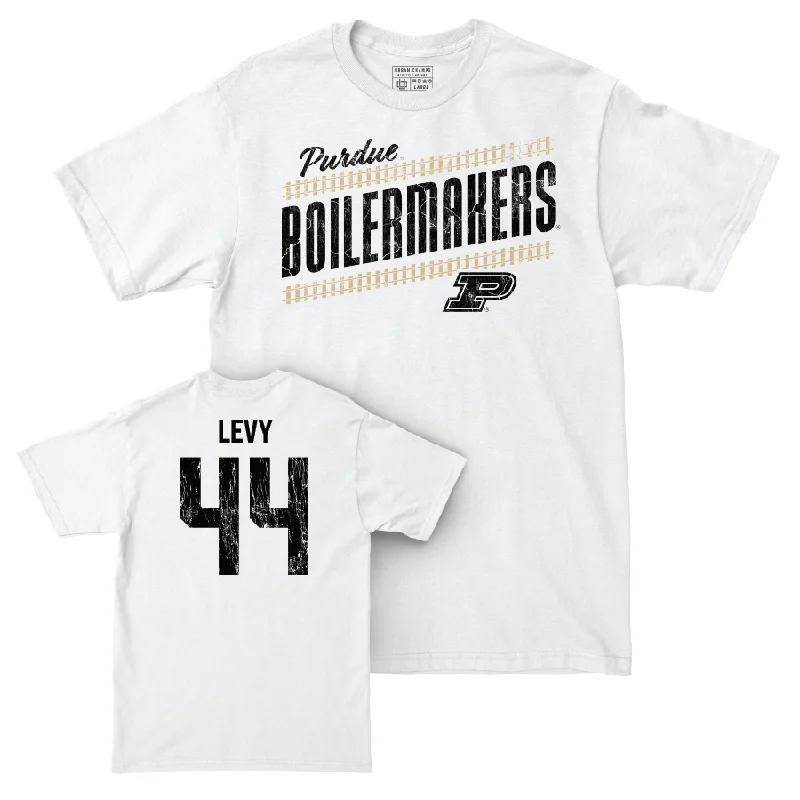 Custom Football Jerseys For Rec Leagues-Football White Slant Comfort Colors Tee   - Nick Levy