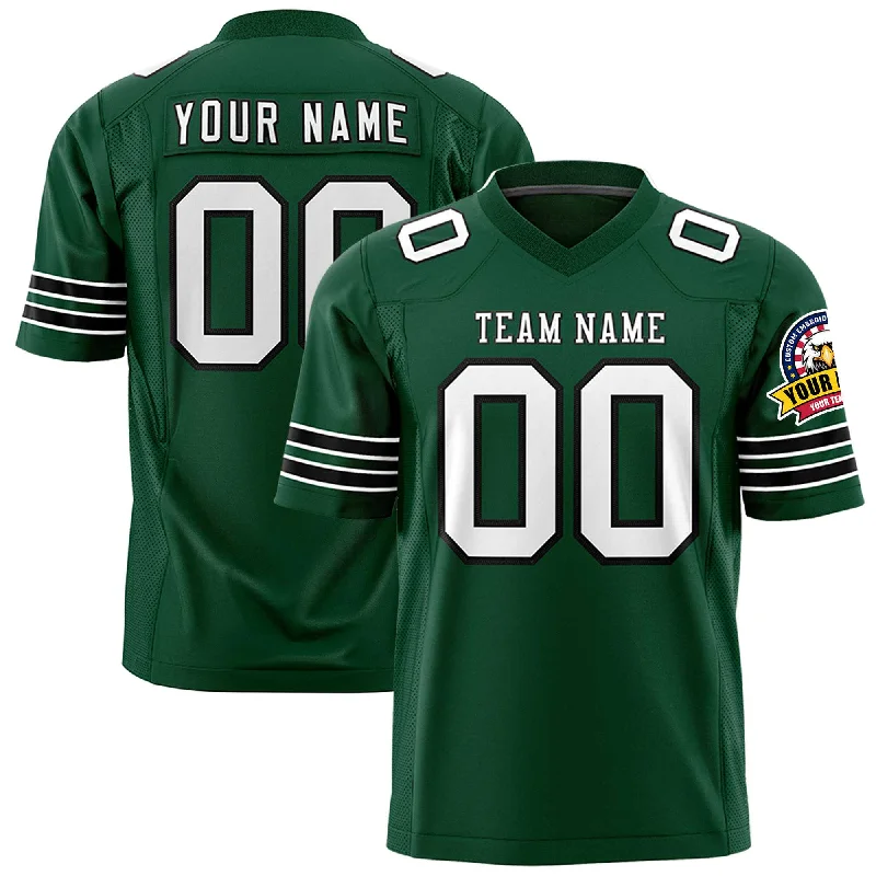 Football Jerseys With Unique Team Logos-Custom Green White-Black Personalized Classic Authentic Football Jersey