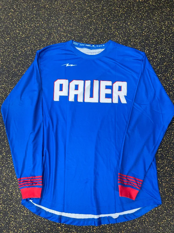 Custom Basketball Jerseys For Special Celebrations-Pauer Youth Center Royal/Red LS Jersey