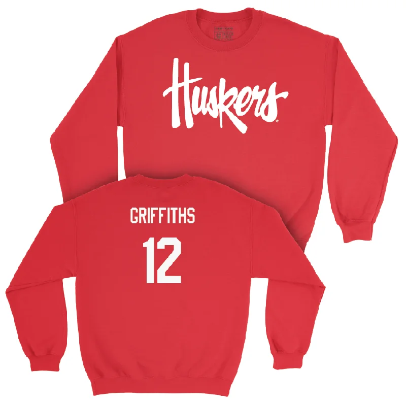 Custom Basketball Jerseys With Number And Name-Red Men's Basketball Huskers Crew  - Gavin Griffiths