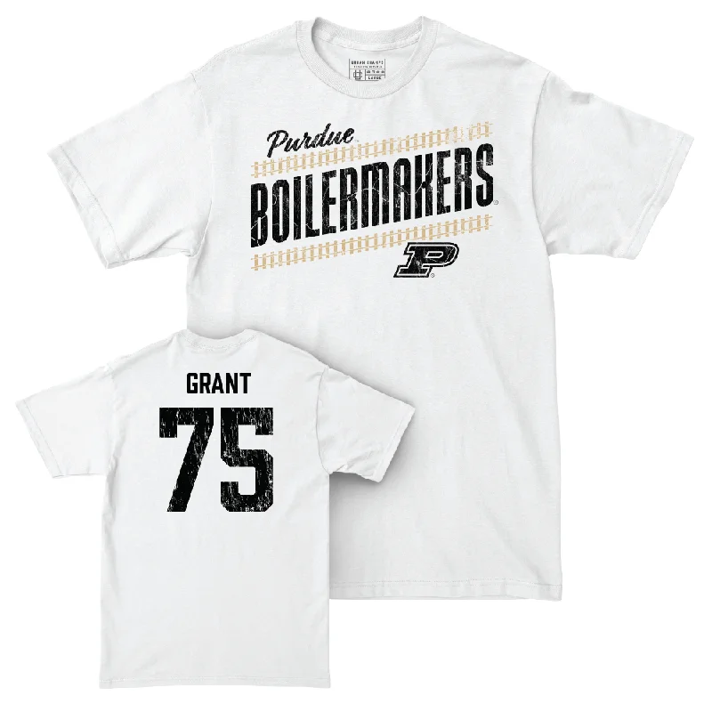 High-Performance Custom Football Jerseys-Football White Slant Comfort Colors Tee   - Jalen Grant