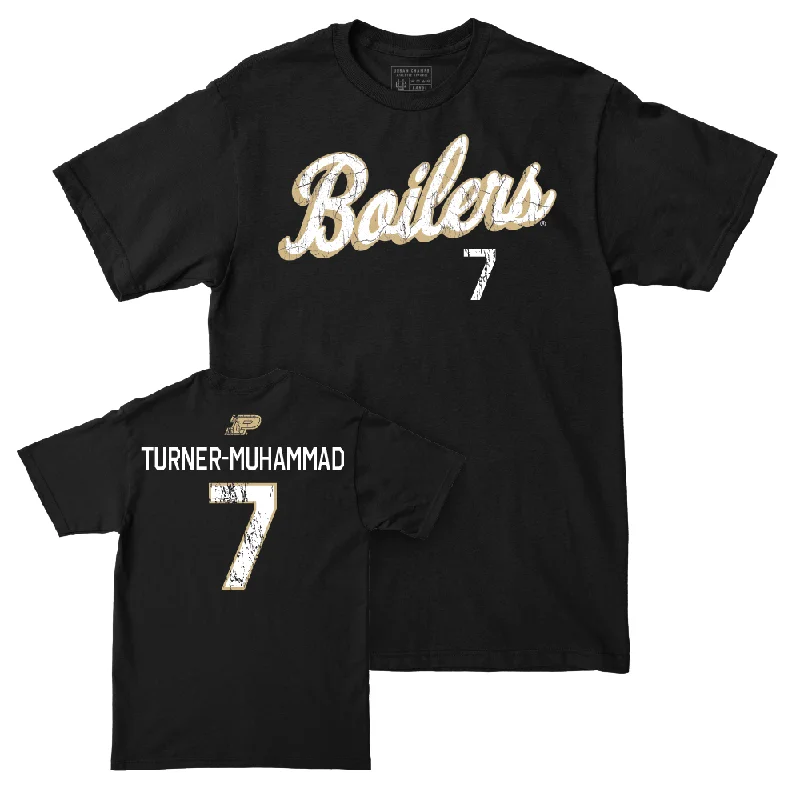 Custom Football Jerseys With Names & Team Logos-Football Black Script Tee   - Salim Turner-Muhammad