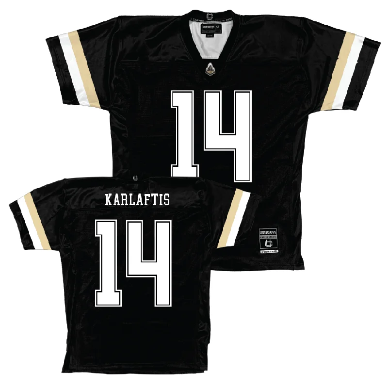 Football Jerseys With Player Numbers-Purdue Black Football Jersey  - Yanni Karlaftis