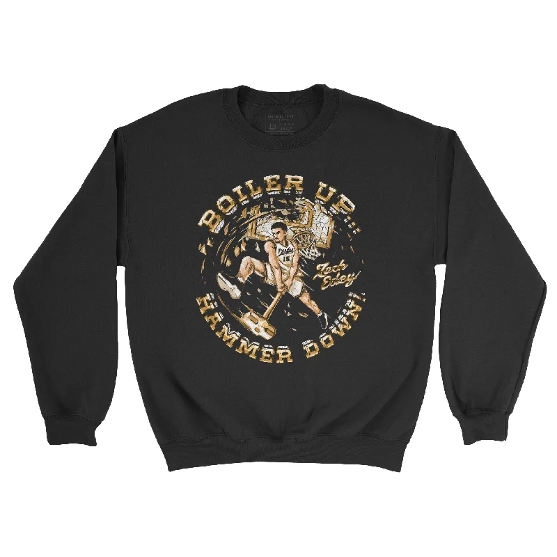 Basketball Jerseys With Fun Designs-EXCLUSIVE RELEASE: Zach Edey - Boiler Up, Hammer Down Black Crew