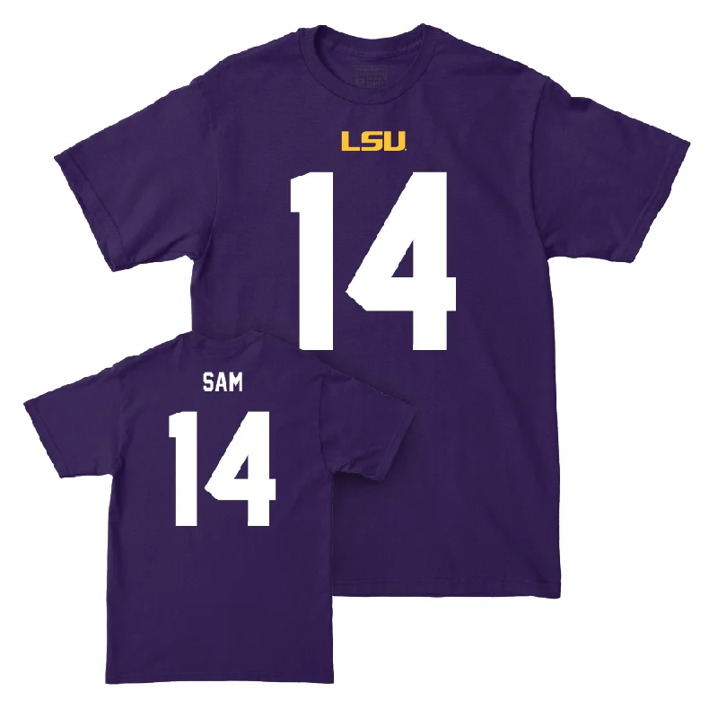 Custom Football Jerseys For Family Reunions-LSU Football Purple Shirsey Tee - Andrè Sam | #14