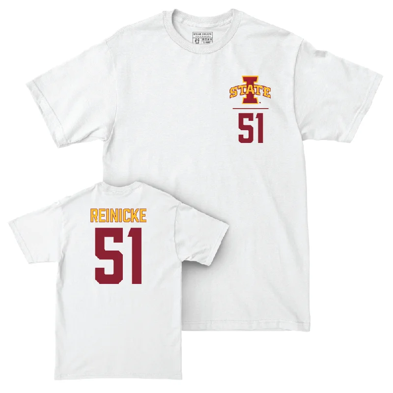 Football Jerseys For Holiday Gifts-Iowa State Football White Logo Comfort Colors Tee  - Nick Reinicke