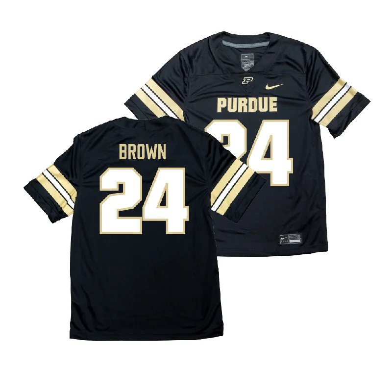 Football Jerseys For Youth Leagues-Nike Purdue Boilermakers Black NIL Game Replica Football Jersey - Anthony Brown | #24