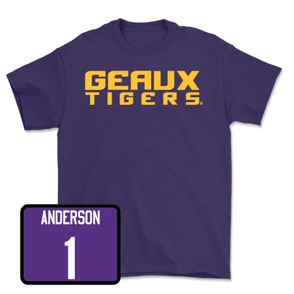 Personalized Football Jerseys For Special Teams-Football Purple Geaux Tee - Aaron Anderson