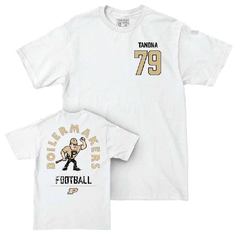 Personalized Football Jerseys For Fans Of Teams-Football White Mascot Comfort Colors Tee   - Joey Tanona