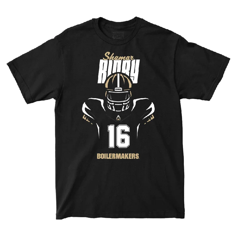 Football Jerseys With Custom Artwork-Silhouette Black Football Tee   - Shamar Rigby