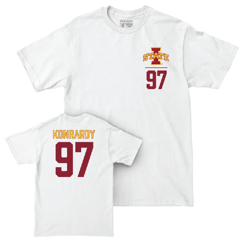 Personalized Football Jerseys For Groups-Iowa State Football White Logo Comfort Colors Tee  - Kyle Konrardy