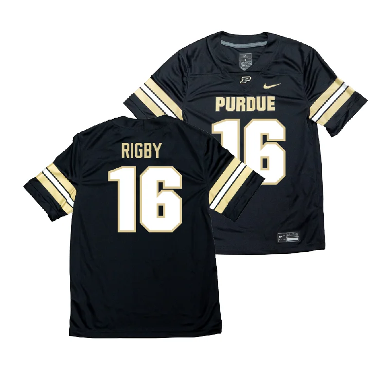 Personalized Football Jerseys For Team Outings-Nike Purdue Boilermakers Black NIL Game Replica Football Jersey - Shamar Rigby