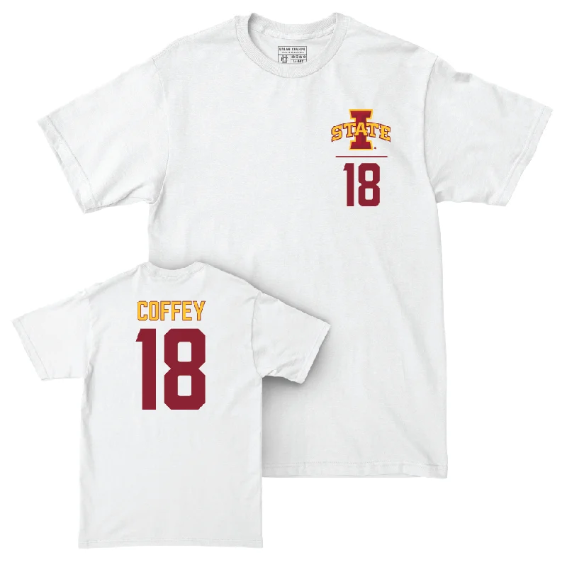 Custom Football Jerseys With Logos-Iowa State Football White Logo Comfort Colors Tee  - David Coffey