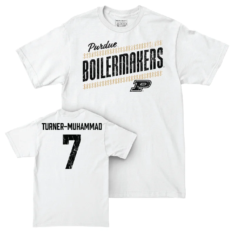 Custom Football Jerseys With Bold Color Schemes-Football White Slant Comfort Colors Tee   - Salim Turner-Muhammad