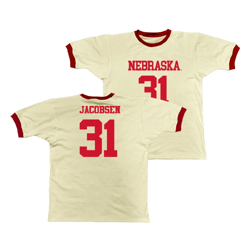 Custom Basketball Jerseys For College Teams-Nebraska Retro Ringer Tee - Cale Jacobsen | #31