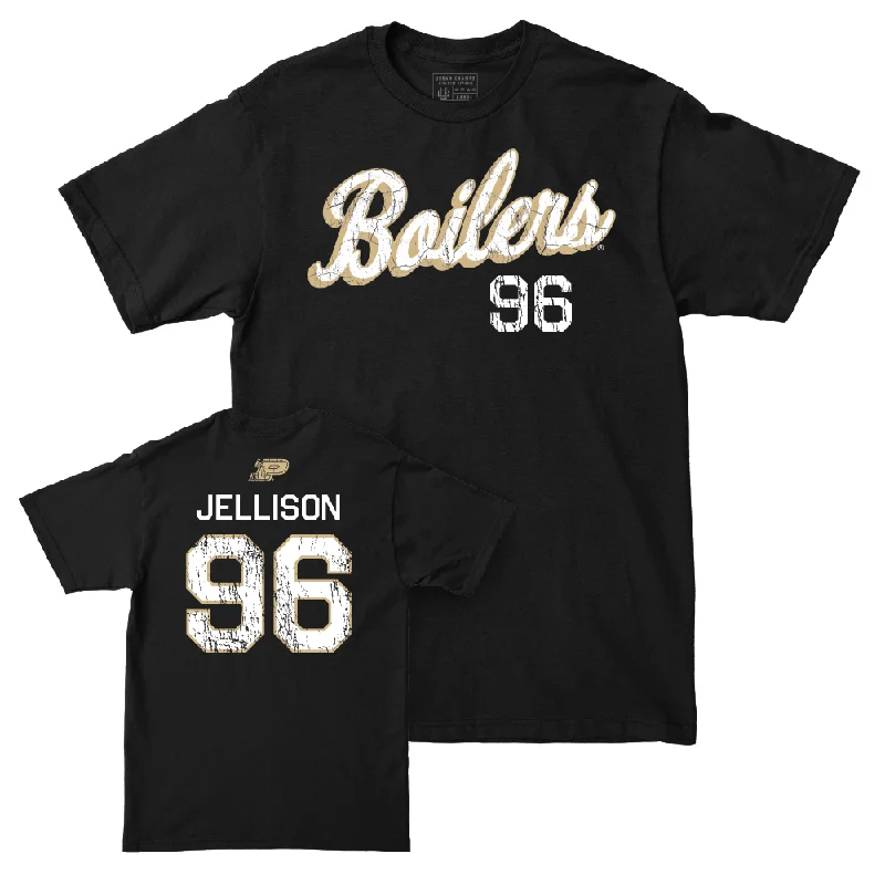 Football Jerseys With Custom Graphics-Football Black Script Tee   - Logan Jellison