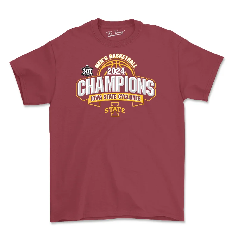 Basketball Jerseys With Custom Lettering & Numbers-Iowa State MBB 2024 Conference Tournament Champions T-shirt by Retro Brand