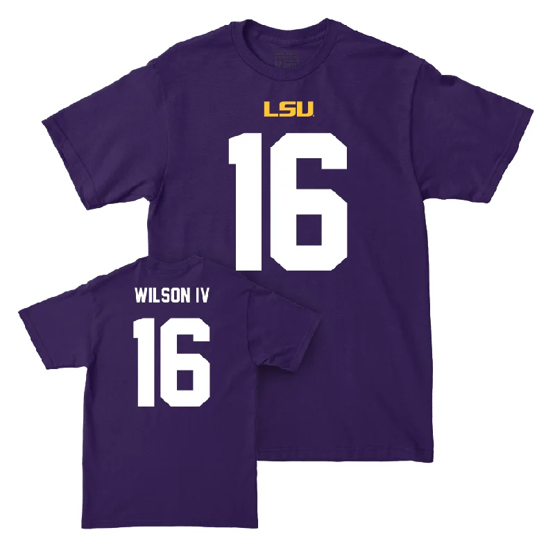 Football Jerseys For Recognition Events-LSU Football Purple Shirsey Tee - Quad Wilson IV | #16