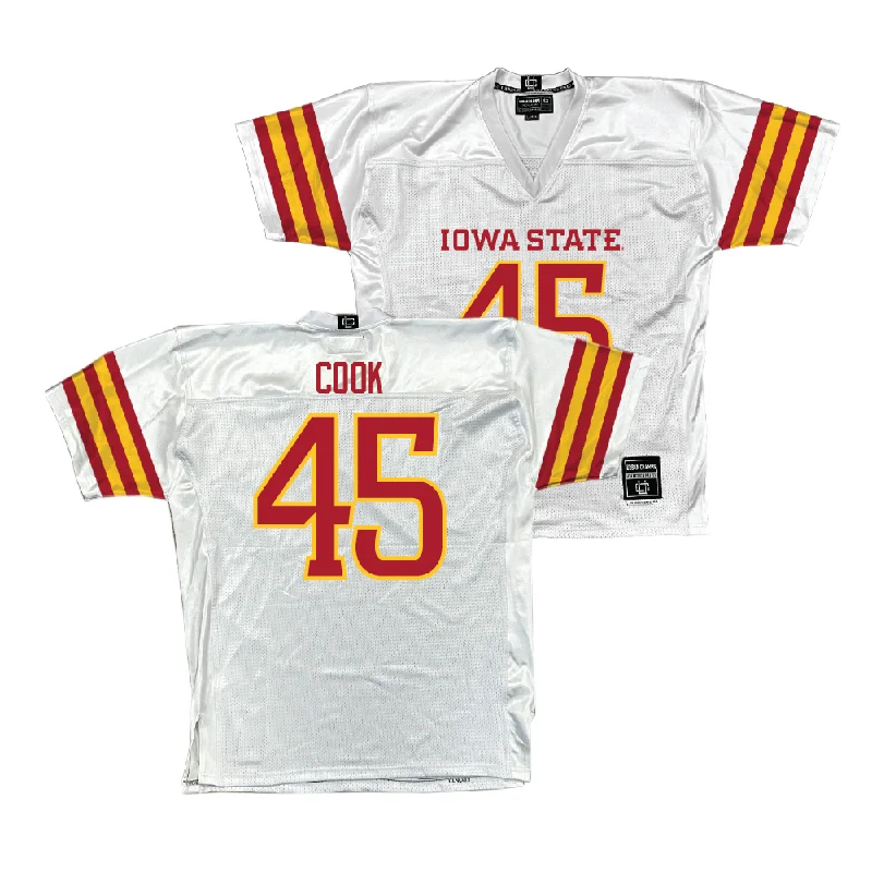 Custom Football Jerseys With Player Nicknames-Iowa State Football White Jersey  - Alec Cook