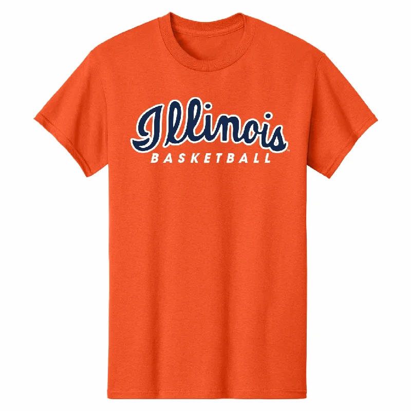 Basketball Jerseys For Group Celebrations-Illinois Fighting Illini Basketball T-Shirt Orange Script