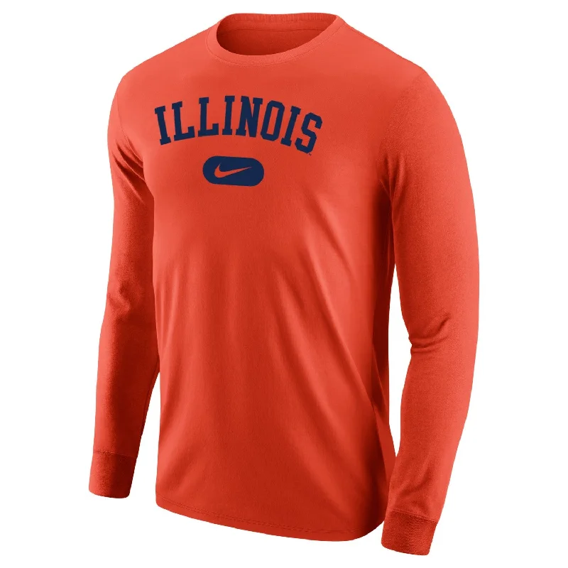 Personalized Basketball Jerseys For School Clubs-Illinois Fighting Illini Men's Nike Orange Long-Sleeve Tee