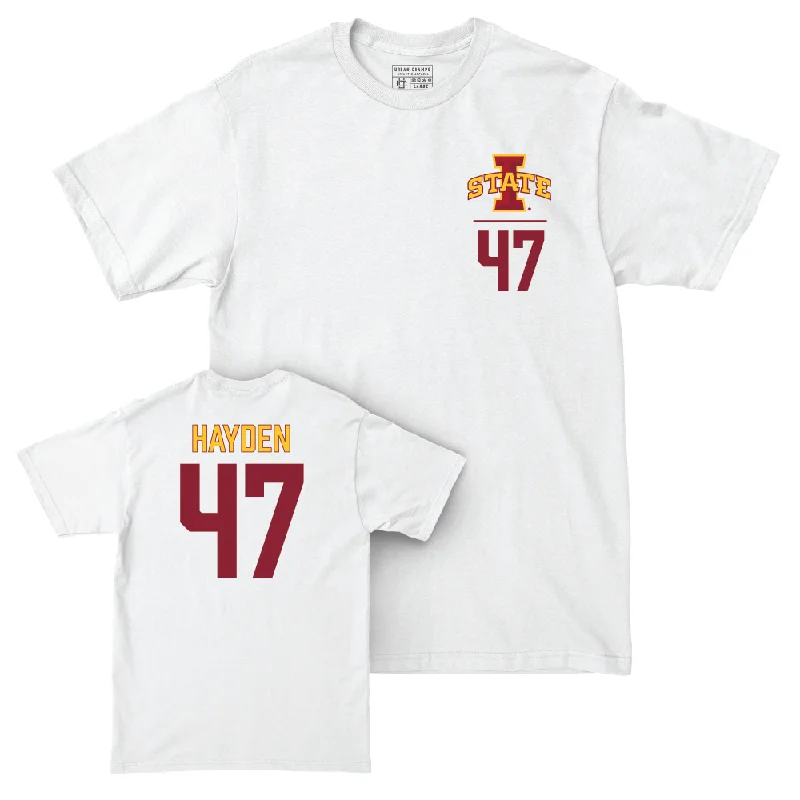 Personalized Football Jerseys For Birthdays-Iowa State Football White Logo Comfort Colors Tee  - CJ Hayden