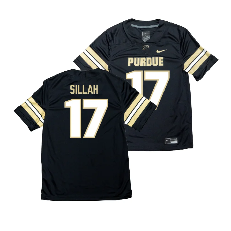 Custom Football Jerseys With Inspirational Designs-Nike Purdue Boilermakers Black NIL Game Replica Football Jersey  - Shitta Sillah