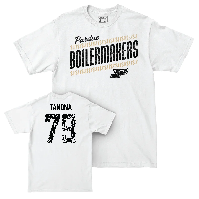 Custom Football Jerseys With Team Emblems-Football White Slant Comfort Colors Tee   - Joey Tanona