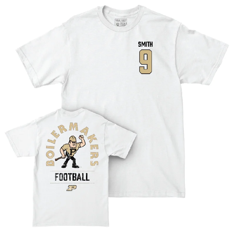 Custom Football Jerseys For Women-Football White Mascot Comfort Colors Tee   - CJ Smith