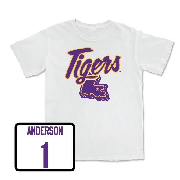 Custom Football Jerseys For Local Competitions-Football White Tiger State Tee - Aaron Anderson