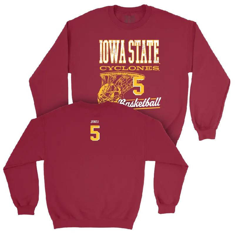 Custom Team Basketball Jerseys-Iowa State Men's Basketball Crimson Hoops Crew - Curtis Jones