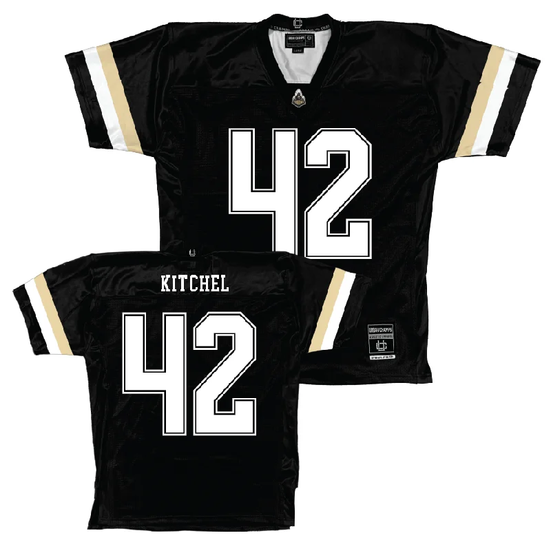 Football Jerseys With Vibrant Custom Designs-Purdue Black Football Jersey   - Cooper Kitchel