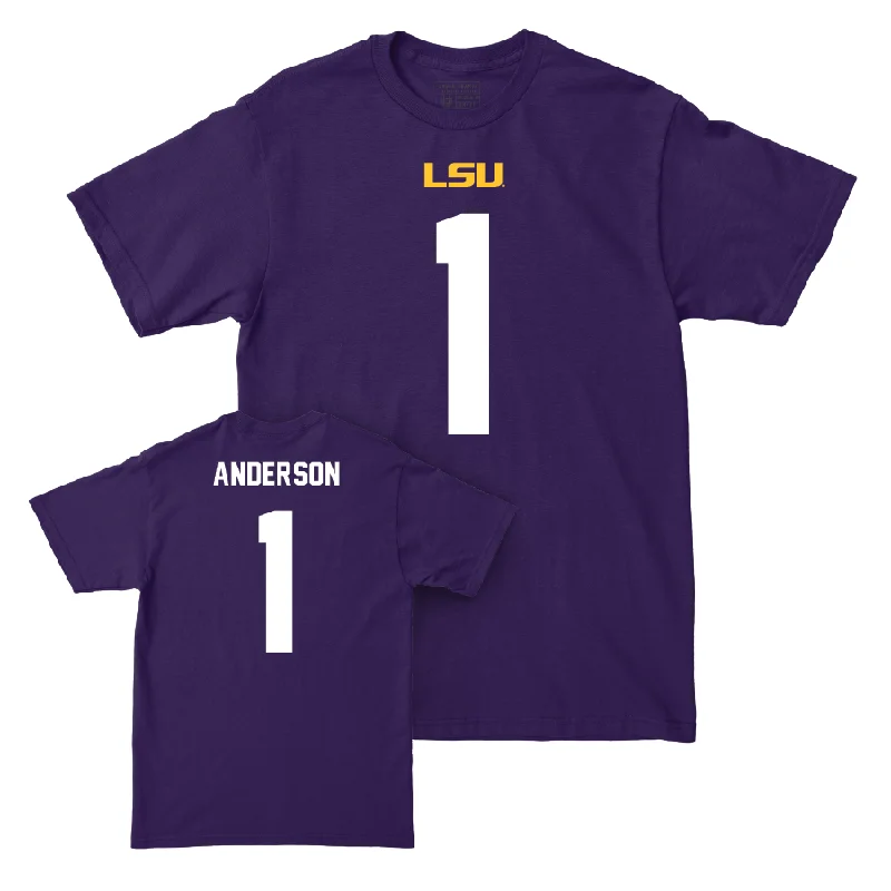 Football Jerseys For School Sports Teams-LSU Football Purple Shirsey Tee - Aaron Anderson | #1