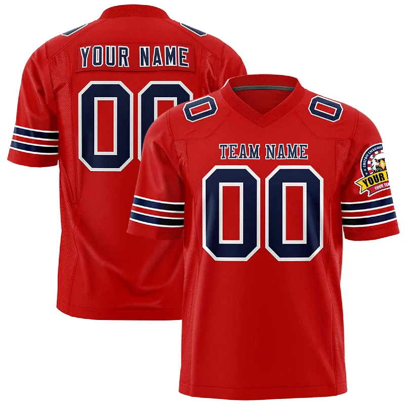 Football Jerseys With Player Names & Numbers-Custom Red Navy-White Personalized Classic Authentic Football Jersey