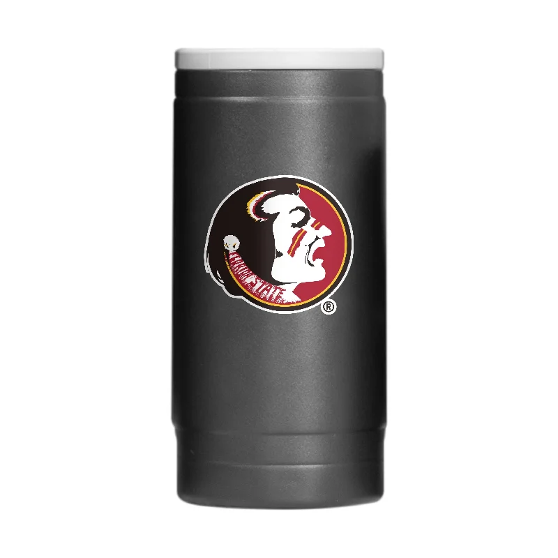 Custom Team Mugs For Family Events-Florida State Seminole Head 12oz Powder Coat Slim Can Coolie