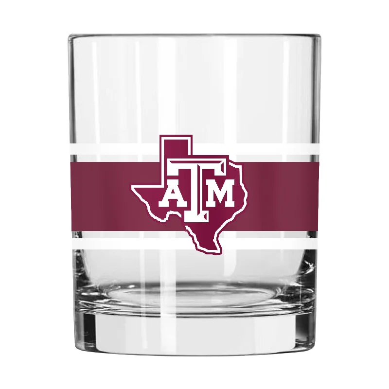 Personalized Team Mugs For Recognition-Texas A&M 14oz Stripe Rocks Glass